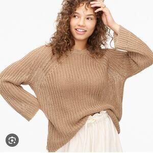 J.Crew Relaxed-fit linen beach sweater in Light Walnut Small